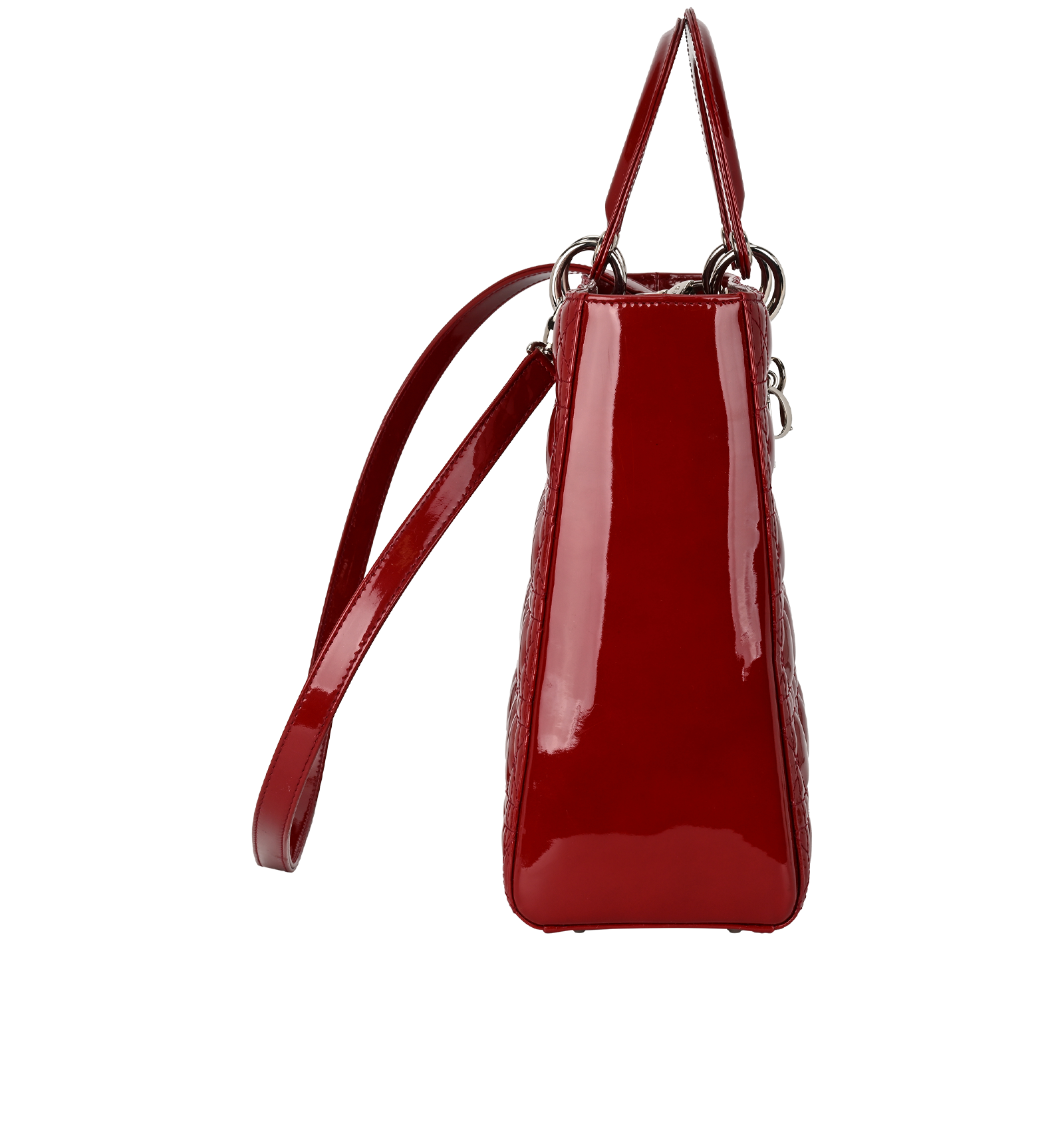Large Lady Dior, &pound;1,500, Handbags, Red, Patent Leather, Side view